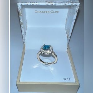 Charter Club December birthstone zirconia ring sz 8 golden tone